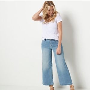 Nydj Teresa wide leg ankle jeans clean Brooke’s wash